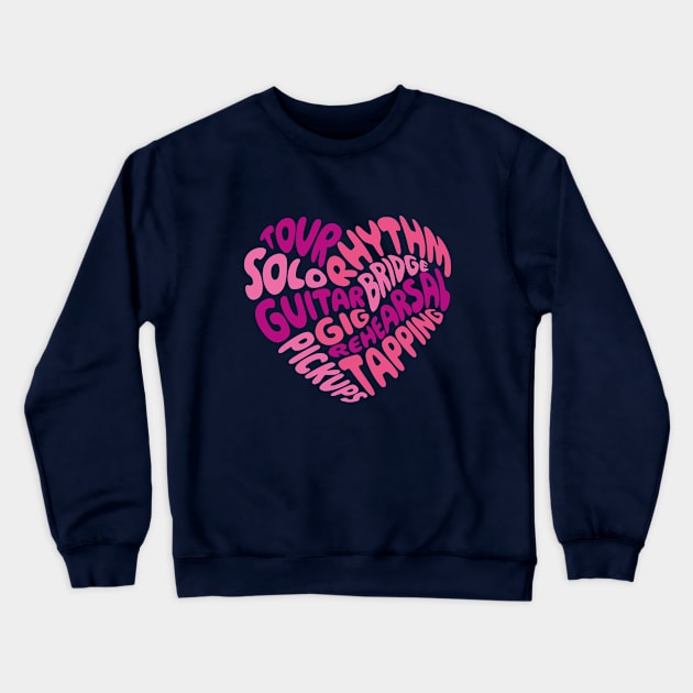 I love playing the guitar. Pink heart. Crewneck Sweatshirt by I-dsgn